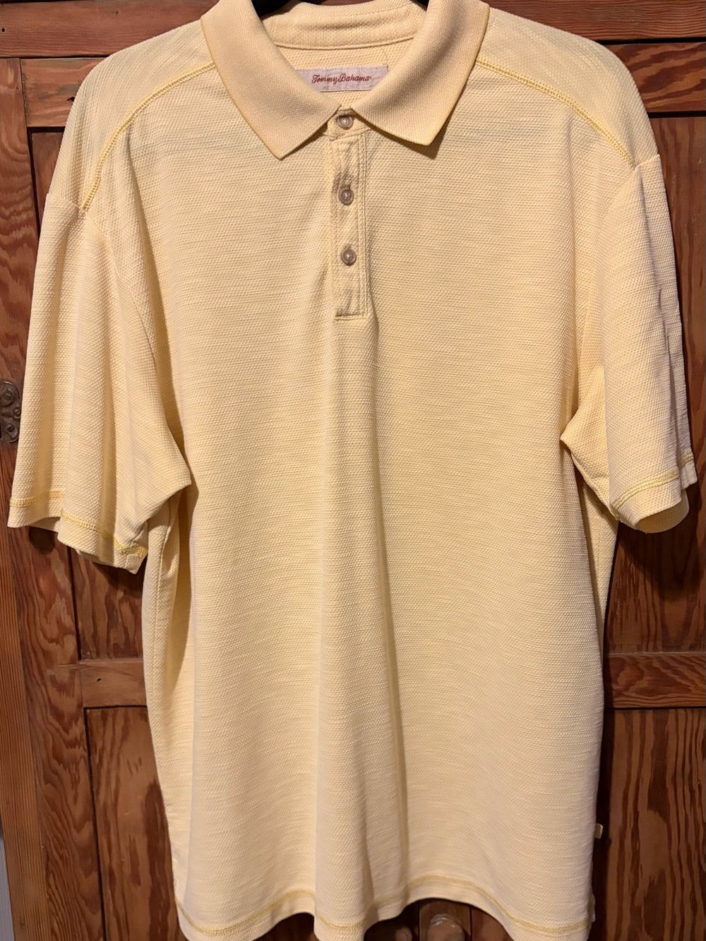 Tommy Bahama men’s Pale Yellow Short Sleeve Polo LARGE - very good condition